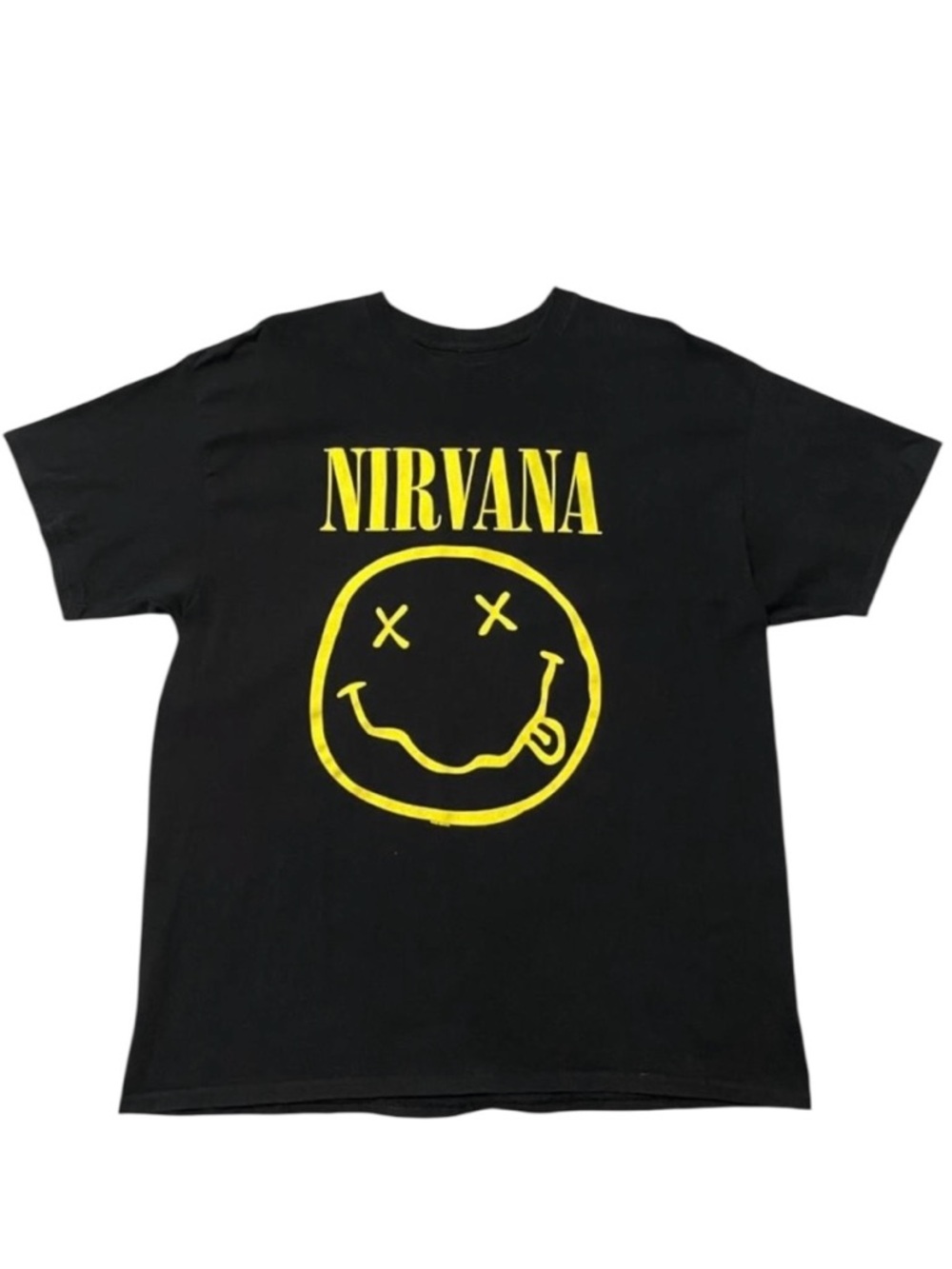 Nirvana Band Tee XL Black Smiley Face 90s Grunge Rock Graphic T-Shirt - Picture 3 of 6